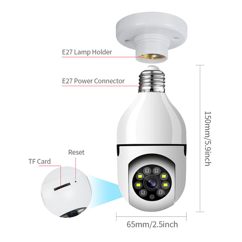 360° WiFi 1080p Bulb Camera