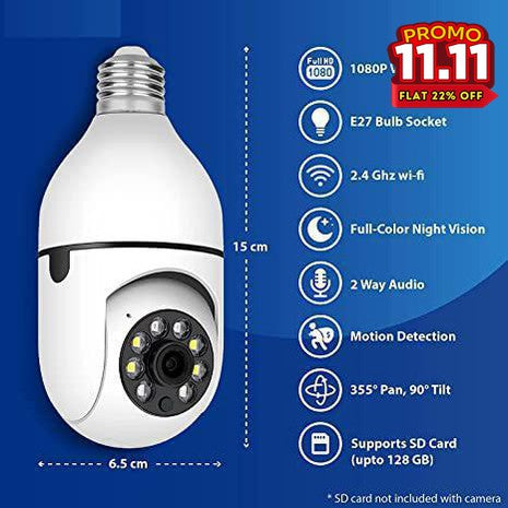 360° WiFi 1080p Bulb Camera